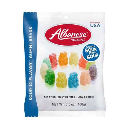 Albanese Worlds Best Albanese World's Best 12 Flavor Sour Gummi Bears 3.5 oz. Bag, PK12 53455